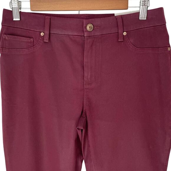 NWT CHICO'S Girlfriend Ankle Jeans Chico's Size 0 or US 4 Burgundy Cherry Red - Picture 3 of 9